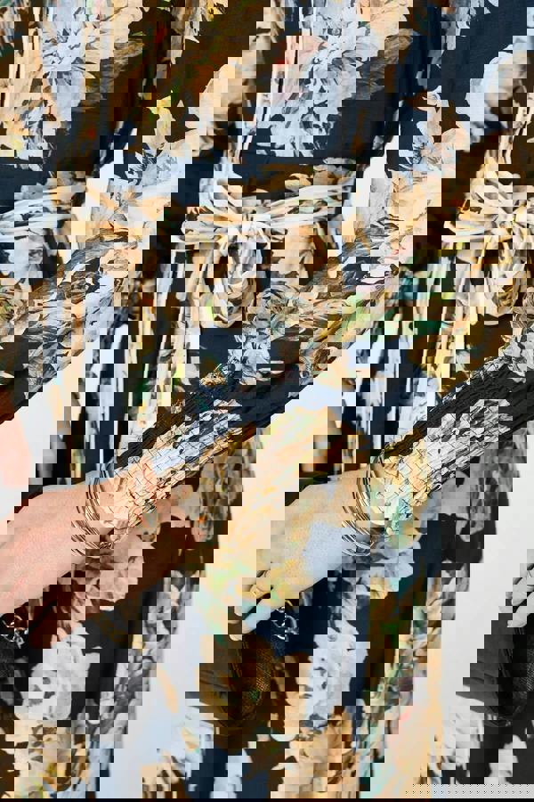 Navy | Floral Print Tie Waist Midi Shirt Dress