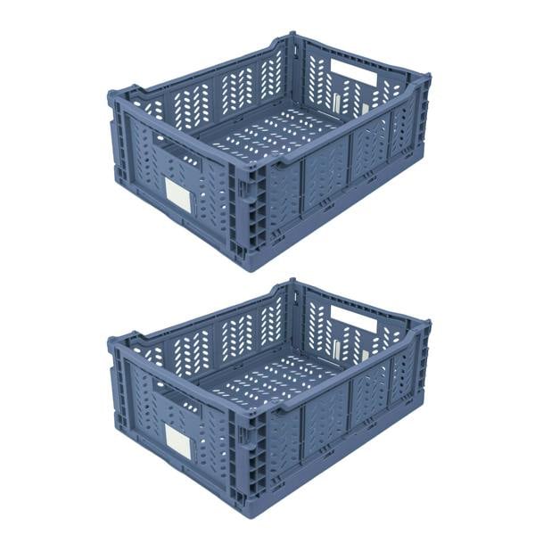 JVL STACKIT - Plastic Foldable Storage Crate - 14.5L - Blue