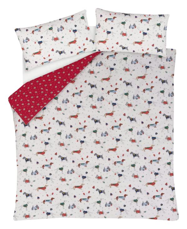 Smart Living Christmas Jumper Dog Puppies Reversible Duvet Set - Multi