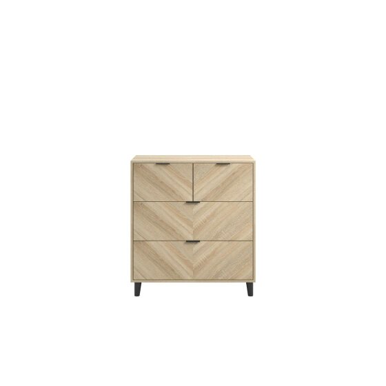 Wyld Haus Skerries Chevron 4 Drawer Storage Chest Natural Oak Wood