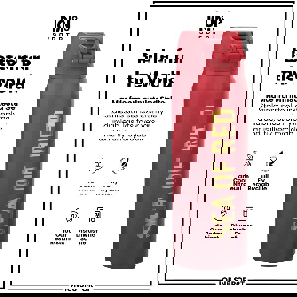 ION8 Lions X ION8 Insulated Steel Water Bottle, British & Irish Lions, Sea of Red, 750ml (24oz)