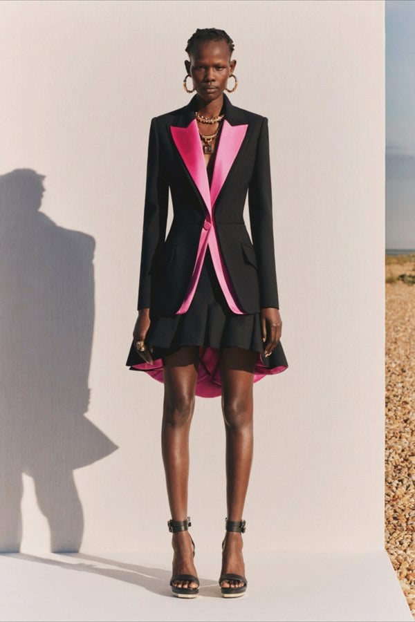 Alexander McQueen black pink peplum hem skirt 