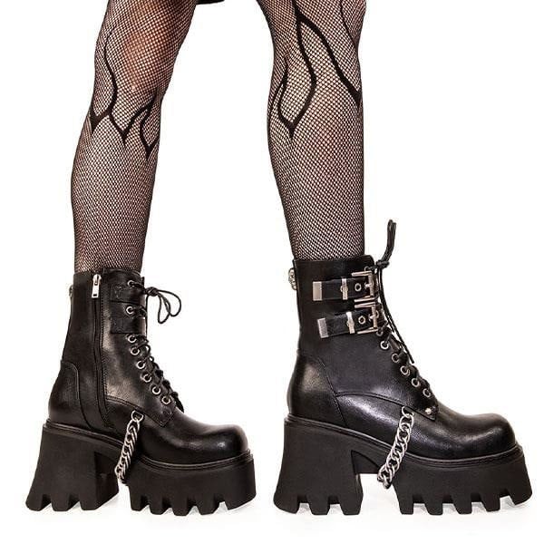 Lamoda Hostages Chunky Platform Ankle Boots Black PU, Fashionable Platform Boots