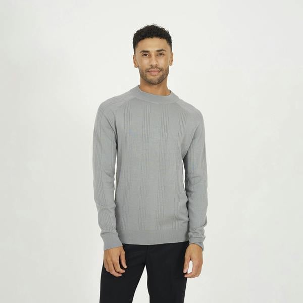 Brave Soul Grey Long Sleeve Ribbed Raglan Jumper - Grey Image 1