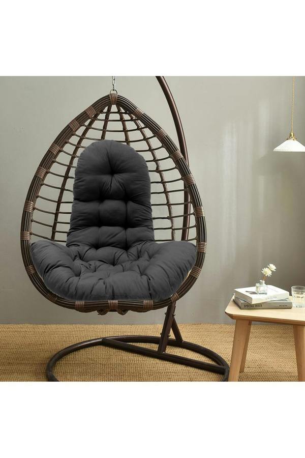 Living and Home Outdoor T-Shaped Egg Chair Cushion Hanging Swing Chair Pad,Black