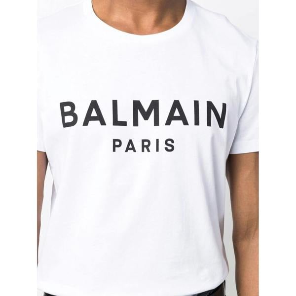 Balmain Print Logo T-Shirt   in  White