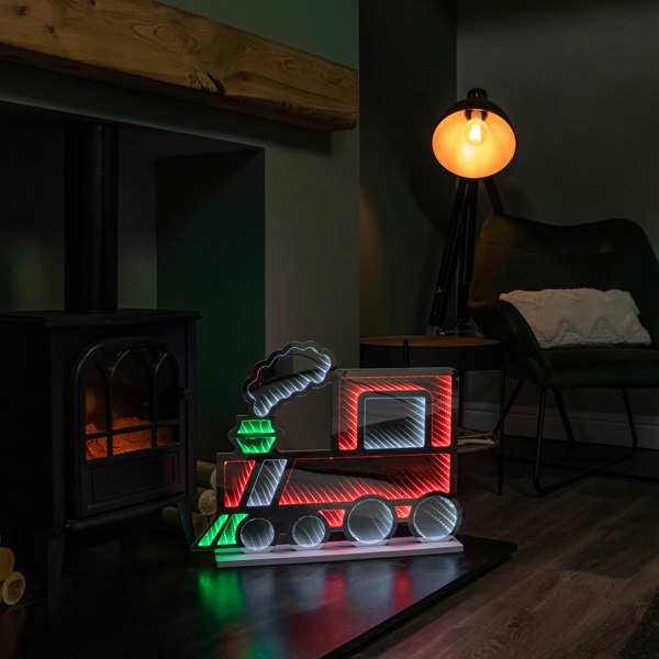 Samuel Alexander 60cm Standing Christmas Train Infinity Decoration with Multi-Coloured LEDs