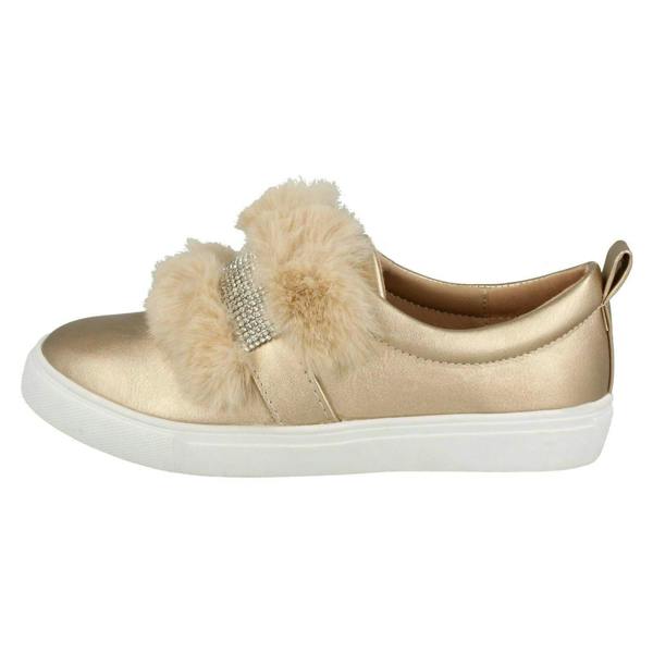 Spot On Girls Spot On Diamante Strap Fur Trim Shoes