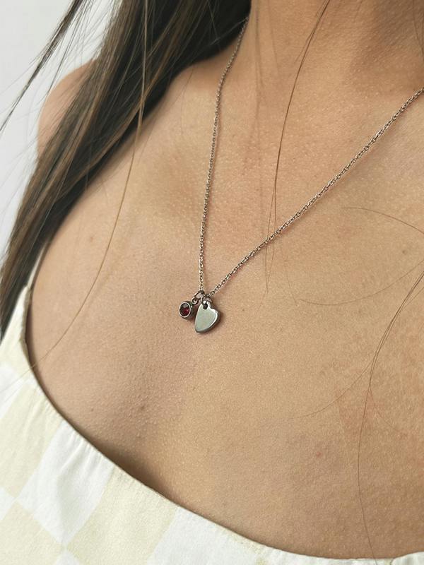 SVNX Mini Heart & July Birthstone Necklace in Silver - Gift Boxed