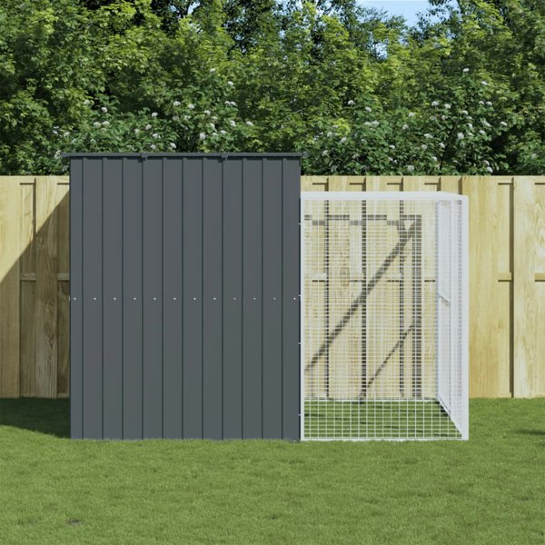 Berkfield Dog House with Run Anthracite 214x253x181 cm Galvanised Steel
