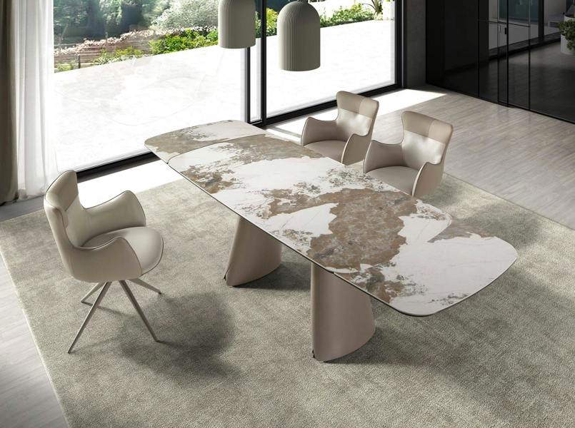 Angel Cerdá Swivel Chair in Off-white and Greige Leatherette 4203