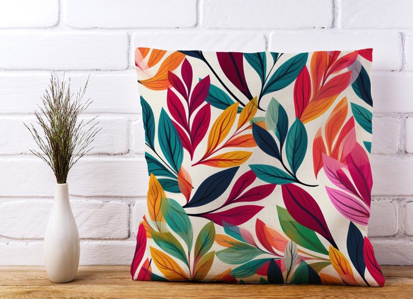 Warren Reed Bright Leaves Pattern Cushions