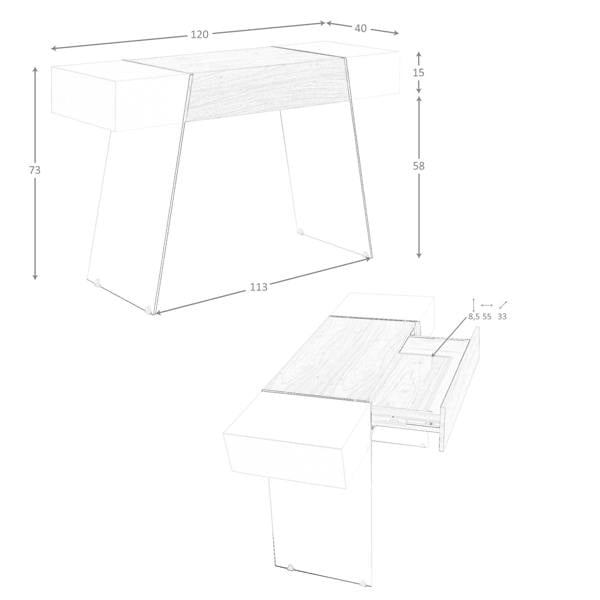 Angel Cerdá Rectangular Console Table Grey Wood, Walnut and Tempered Glass 3029
