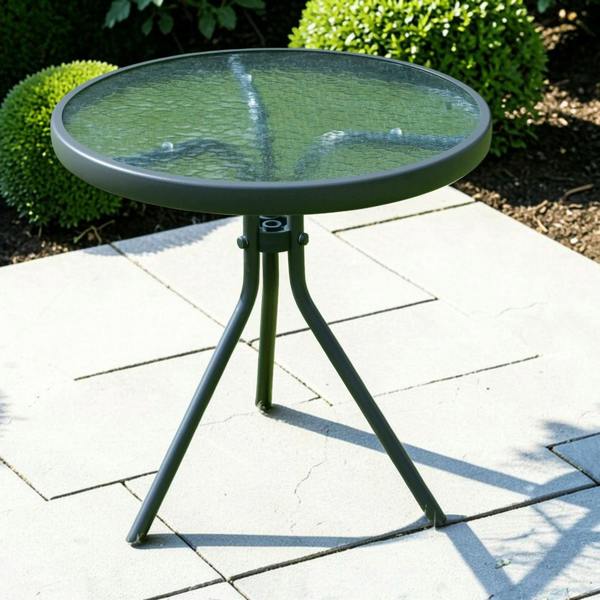 The Garden Marketplace Metal Framed Glass Top Garden Side Table