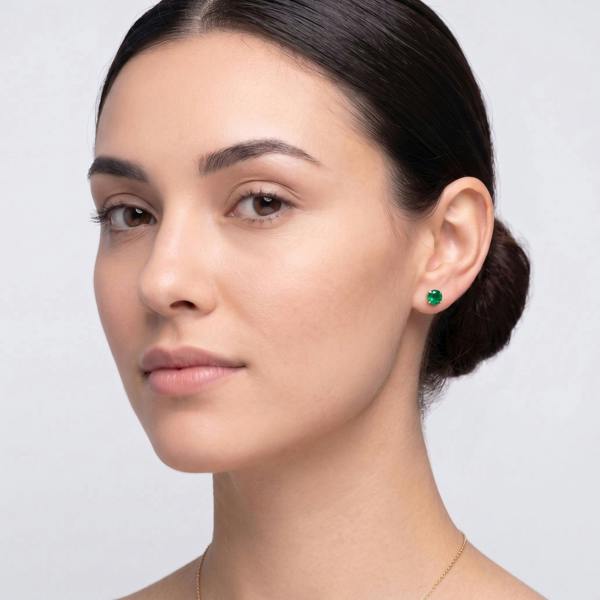 Spero London 9Ct Solid Gold Emerald Stud Earrings