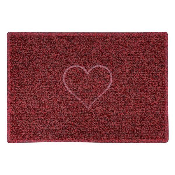 Nicoman Embossed Heart Spaghetti Door Mat - Red & Black