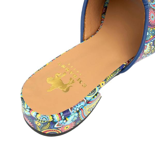 Embassy London South Beach - Festival Blue - Women's fully leather lined slip on sandal