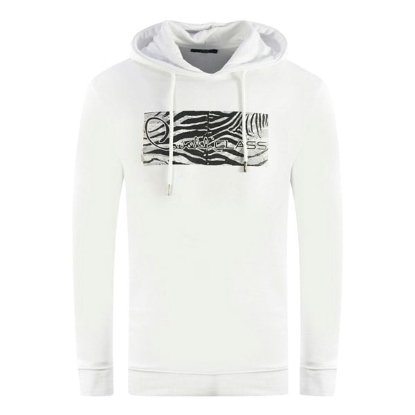 Cavalli Class Zebra Print Logo Hoodie - White