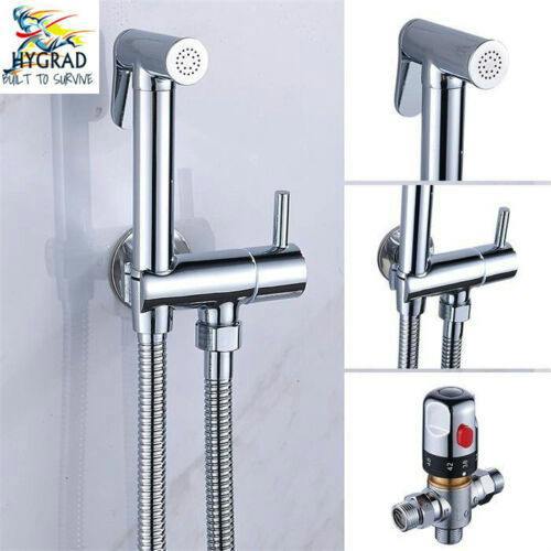 HYGRAD BUILT TO SURVIVE Hand Held Bathroom Bidet Spray Kit With Thermostatic Temperature Mixer Chrome UK