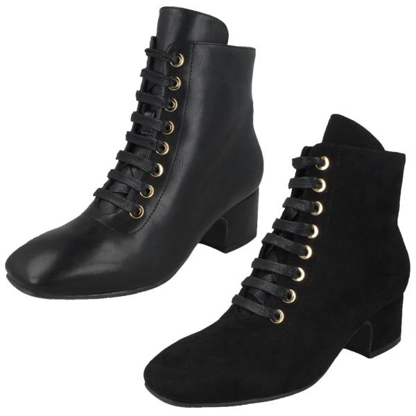 Spot On Ladies Spot On Lace Up Ankle Boots F51120