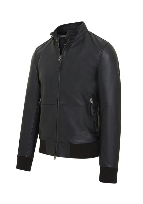 Infinity Leather Mens Black Retro Leather Bomber Jacket -  Adak