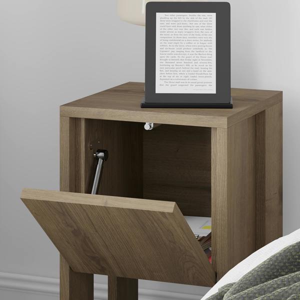 Decortie Ema Modern Bedside Table with Storage Drop-Door Cabinet 30cm Width