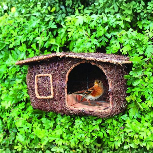 smartbies Cabin Bird Nester Wooden Hanging Nest Box for Garden Birds