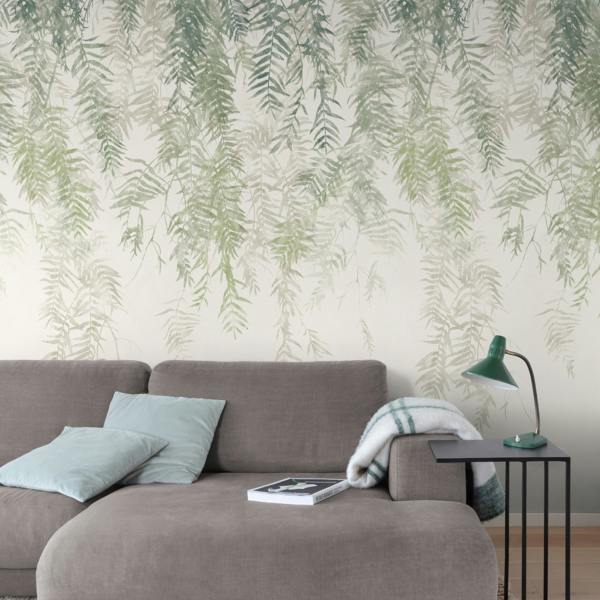 Grandeco Cascading Ombre Wisteria Leaves 3 panel repeatable Mural 1.59 x 2.8m, Green