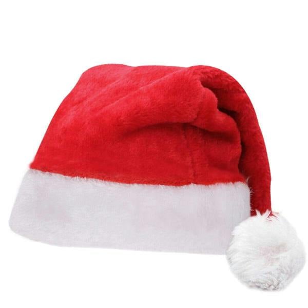 One Size Red Plush Santa Hat with White Fur Trim and Bobble for Christmas Parties and Festive Dress Up image 1