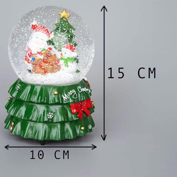 15cm Musical Christmas Snow Globe with Traditional Santa Scene and Resin Base image 5