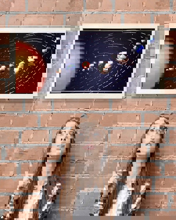 Solar System Wall Art Print, Framed Space Poster for Star Gazers