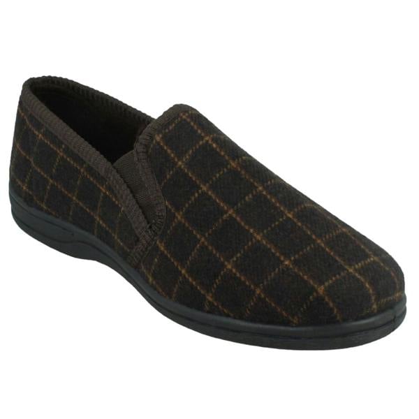 Spot On Mens Spot On Checked Upper Gusset Slipper Jaydon