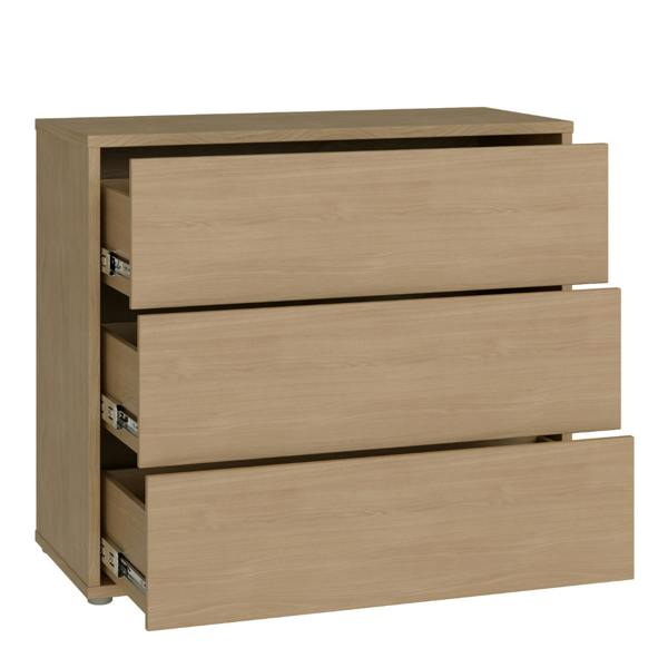 Alice Springs 3 Drawer Chest with Push-to-Open Drawers in Elegancia Oak