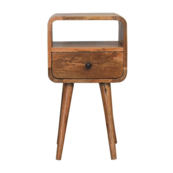 Wyld Haus Trento Mini Oak Mango Wood Curve Open Bedside Table