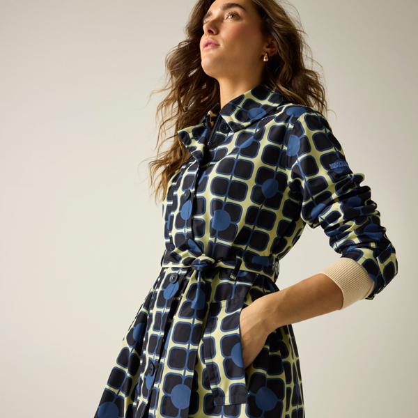 Regatta Womens Orla Kiely Waterproof Trench Coat - Navy