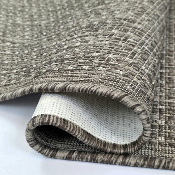 Viva Rugs Taupe Brown Plain Runner Rug Non-Slip Flat Weave Kitchen Hallway Carpet