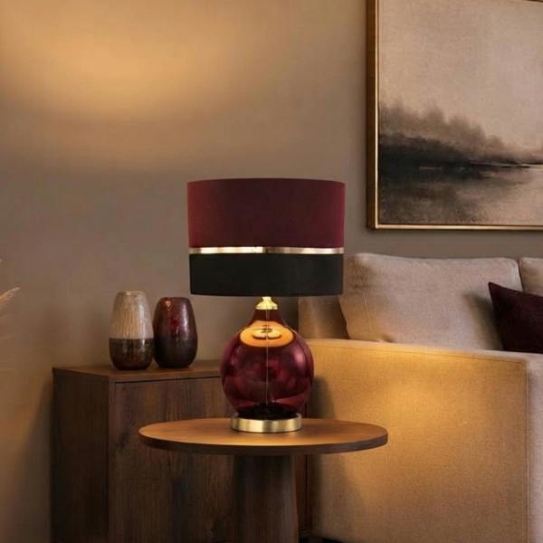 Garden Greatness Velvet Stripe Glass Table Lamp