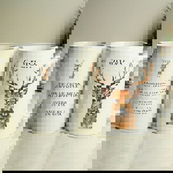 Personalised Memento Company Personalised Watercolour Stag Mug