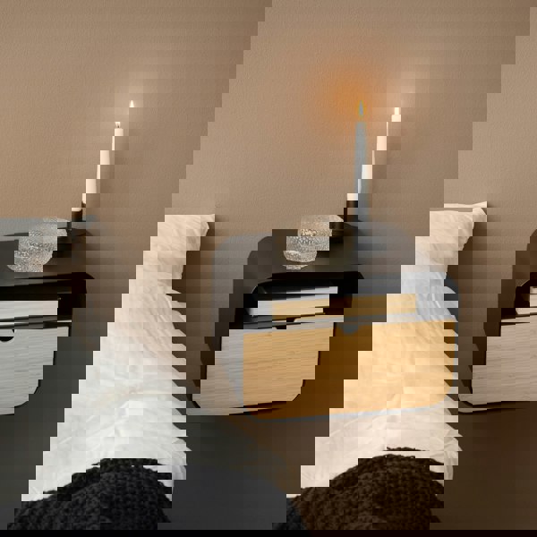 Furniture To Go Joliet Wallmounted Bedside Table in Black and Bamboo