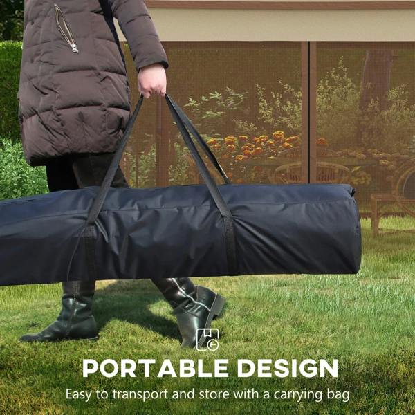 Khaki pop-up gazebo packed in a carry bag with handles, double-roof design