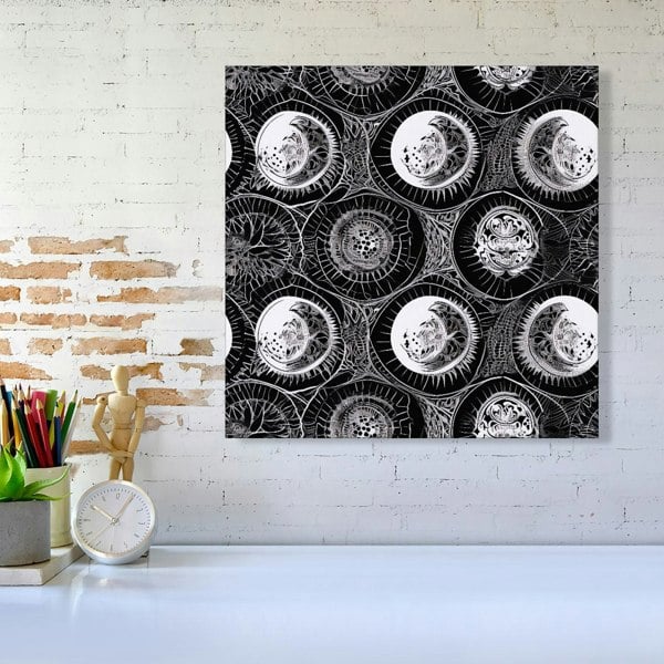 Warren Reed Black White Moon and Sun Canvas