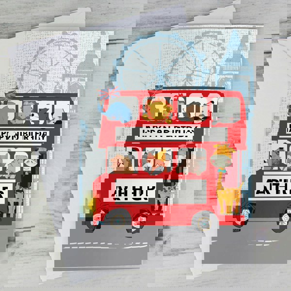 Personalised Memento Company Personalised London Animal Bus Birthday Card