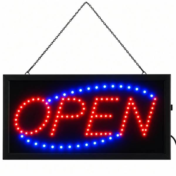 ATEK Flashing LED Open Sign Red Blue Light Shop Window Business Display