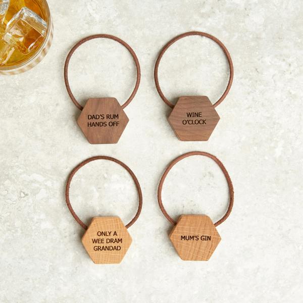 MijMoj Design Personalised Bottle Tag In Solid Wood And Leather