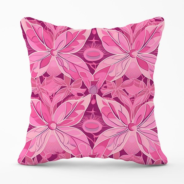 Warren Reed Pink Abstract Floral Design Cushions