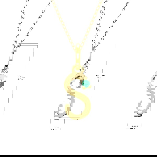 Gemondo Initial Emerald Letter Necklace In 9ct Yellow Gold