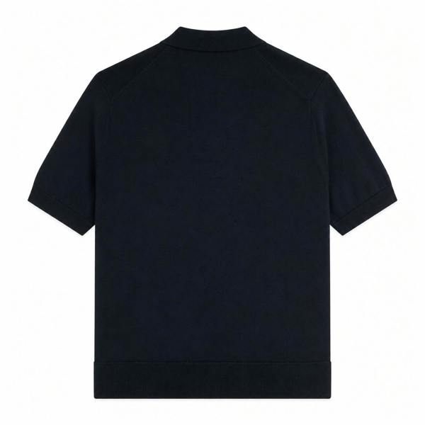 Fred Perry Cotton Knitted Polo Shirt Navy