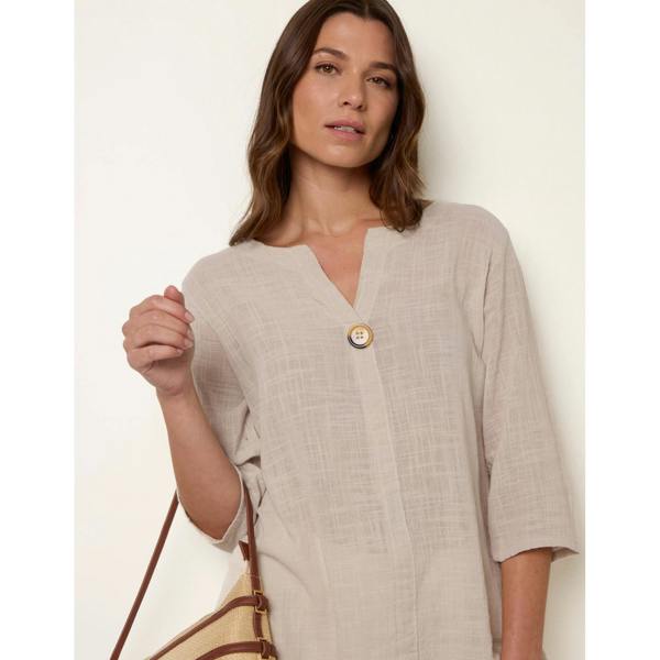 Blue Vanilla One Button Cotton Top