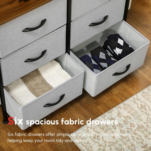 Wyld Haus Hava Metal And Fabric Grey 6 Drawer Industrial Storage Chest With Steel Frame