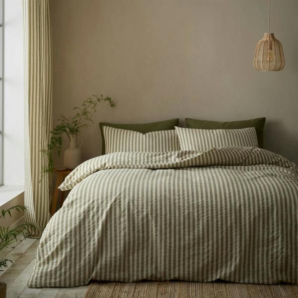 Pineapple Elephant Cotton Rich Woven Stripe Green Duvet Cover Set